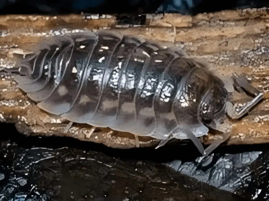 A close up of a bug on the ground